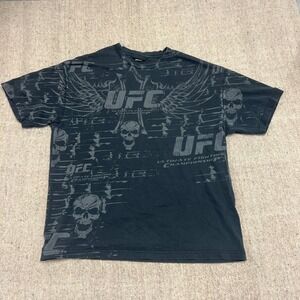 Vintage UFC Shirt Mens Large Black 2000s Y2K Skull Tapout